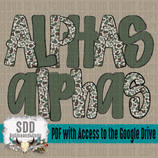 Camo Doodle Alpha (2 Sets Uppercase & Lowercase ONLY)