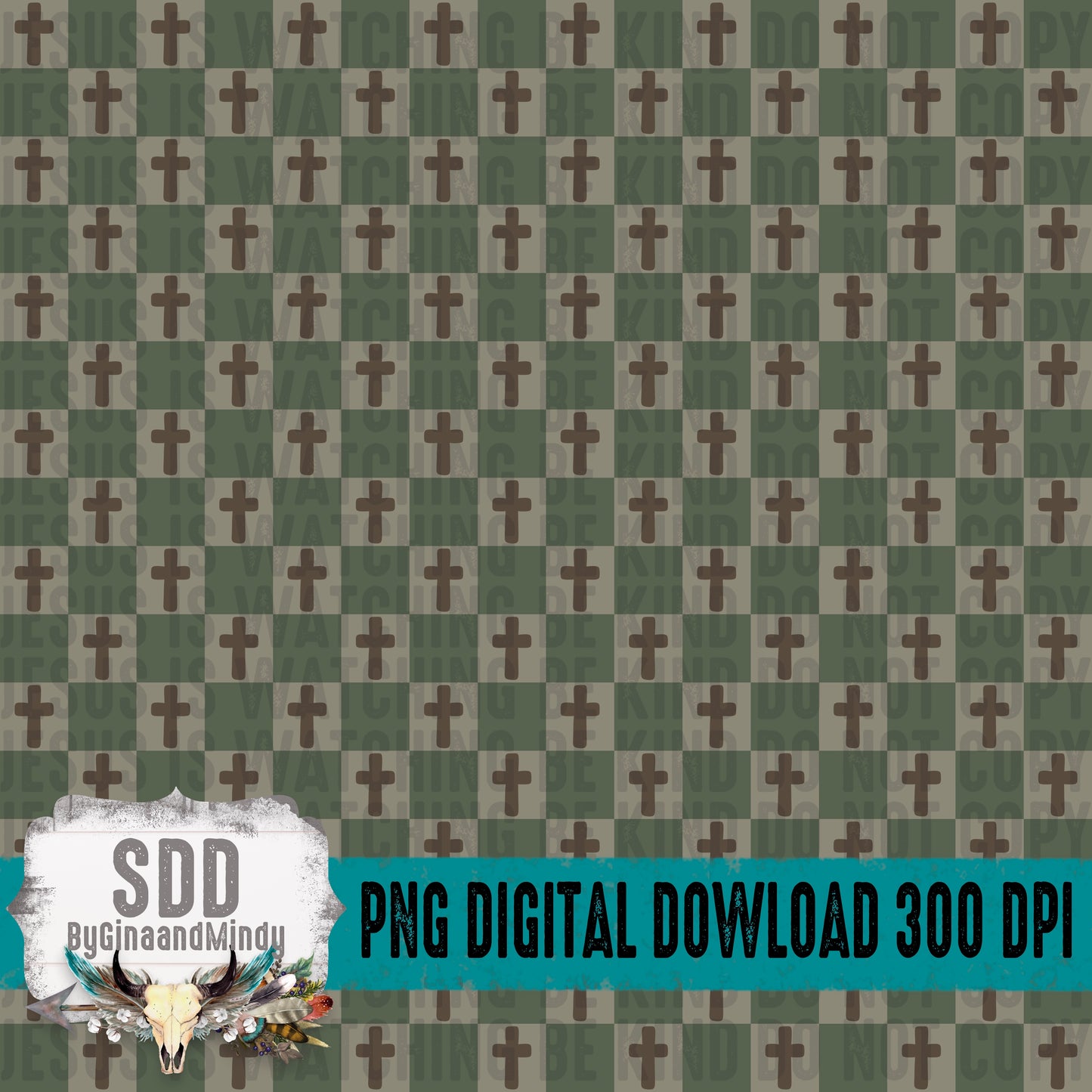 Checkered Cross; Green & Brown Seamless Bundle