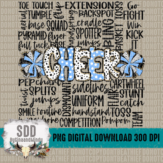 Cheer Doodle Word Art -CB & Black