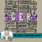 Cheer Doodle Word Art -Purple & Black