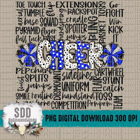 Cheer Doodle Word Art -RB & Black