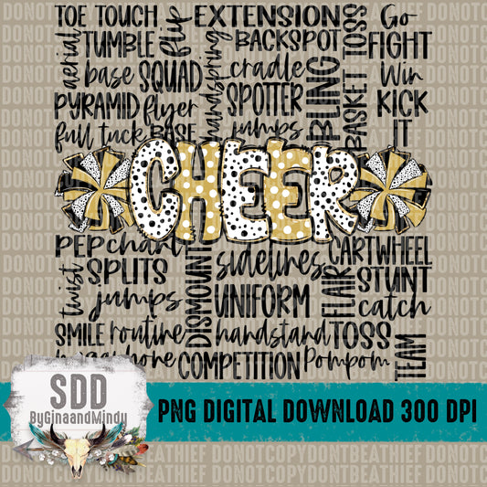 Cheer Doodle Word Art -VG & Black