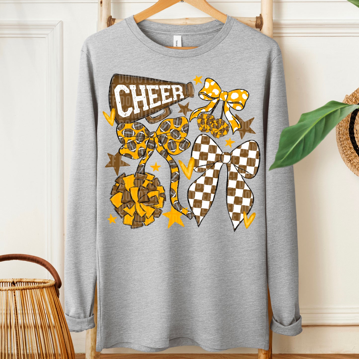 Cheer Bows; Brown & Yellow Gold