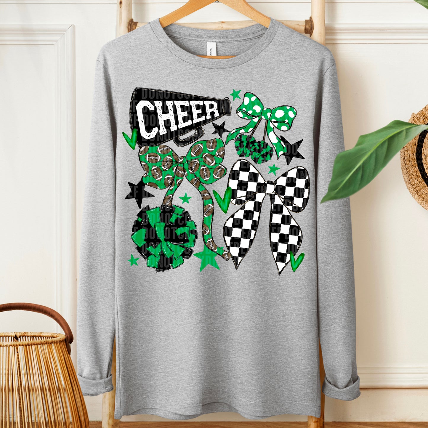 Cheer Bows; Kelly Green & Black