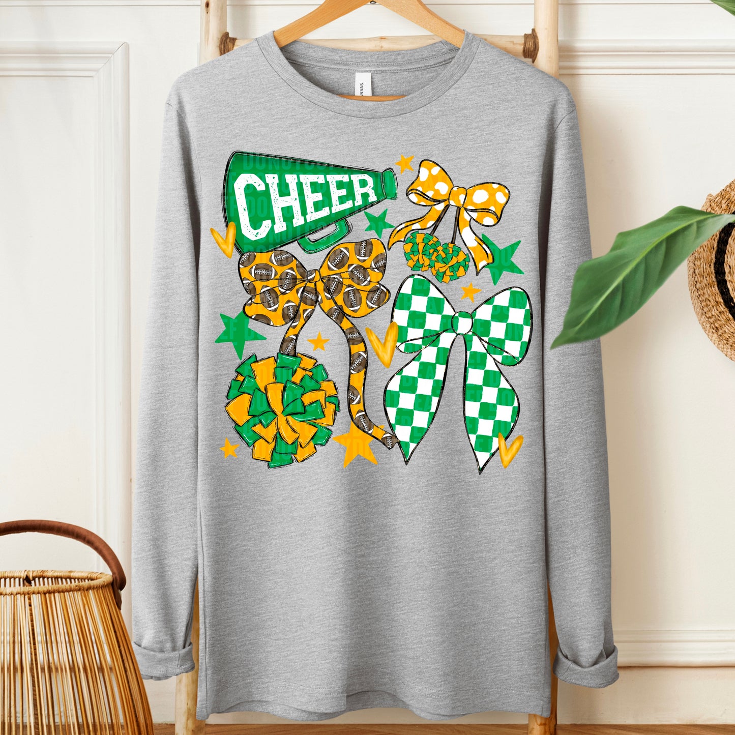 Cheer Bows; Kelly Green & Yellow Gold