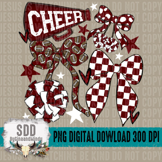 Cheer Bows; Maroon & White