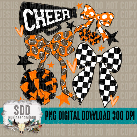 Cheer Bows; Orange & Black
