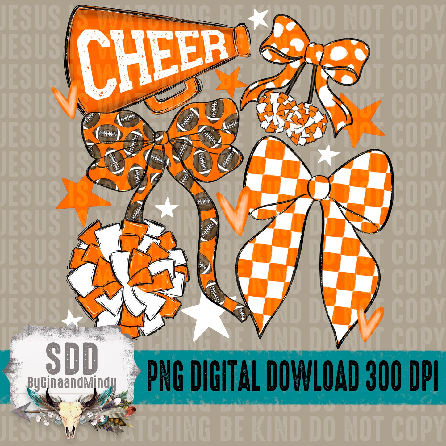 Cheer Bows; Orange & White