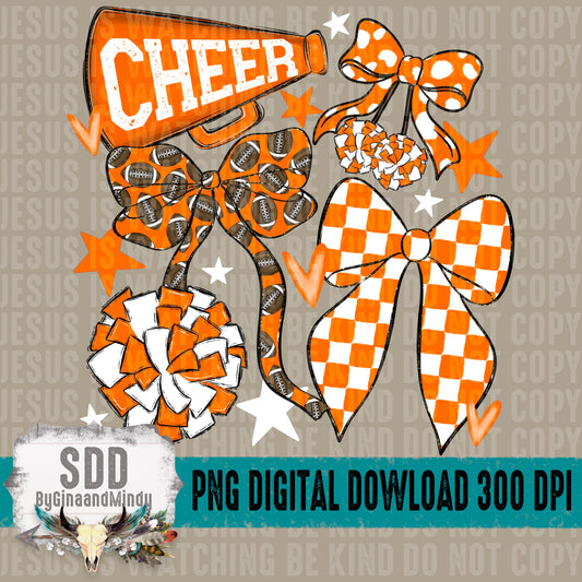 Cheer Bows; Orange & White