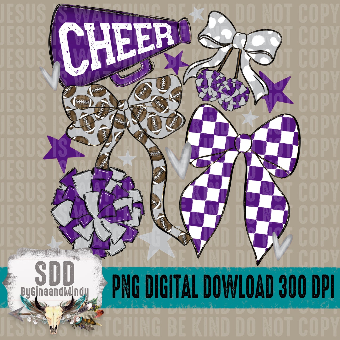 Cheer Bows; Purple & Silver