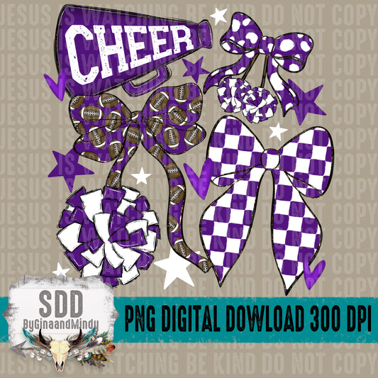 Cheer Bows; Purple & White