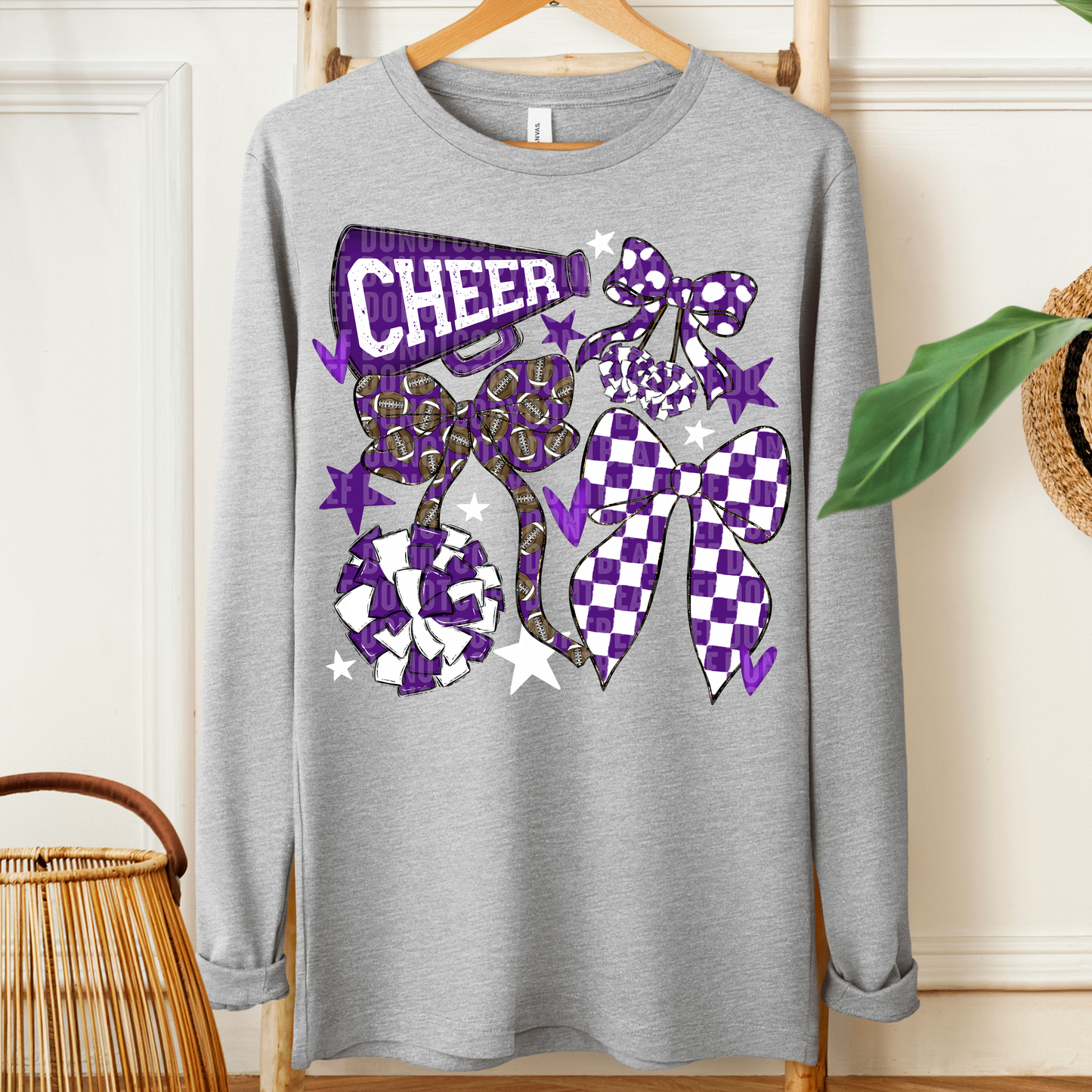 Cheer Bows; Purple & White
