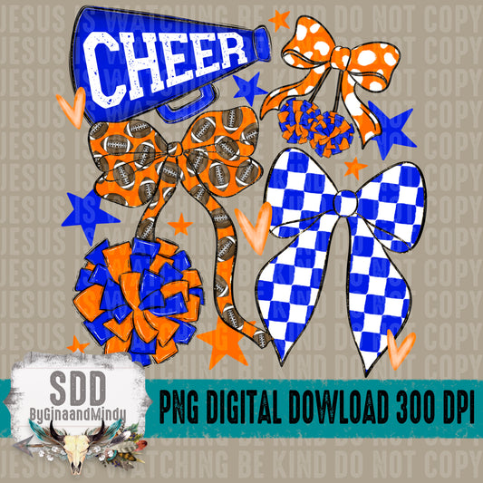 Cheer Bows; Royal Blue & Orange