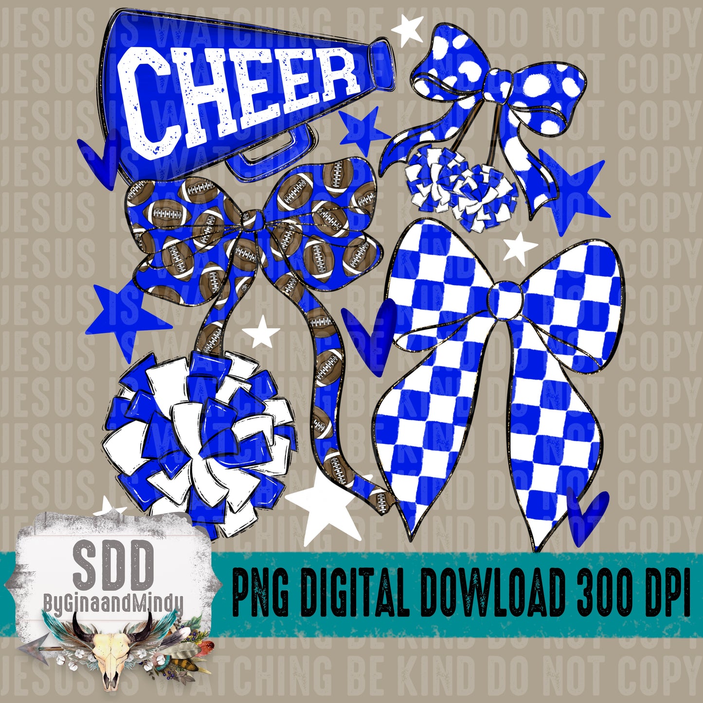 Cheer Bows; Royal Blue & White