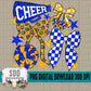Cheer Bows; Royal Blue & Yellow Gold