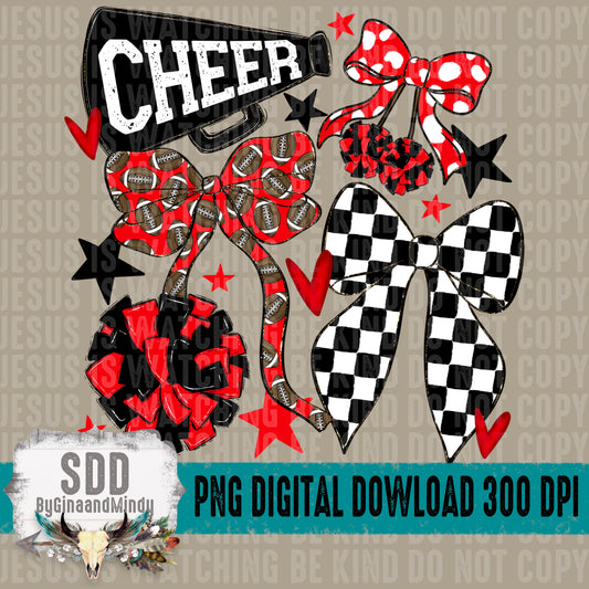 Cheer Bows; Red & Black