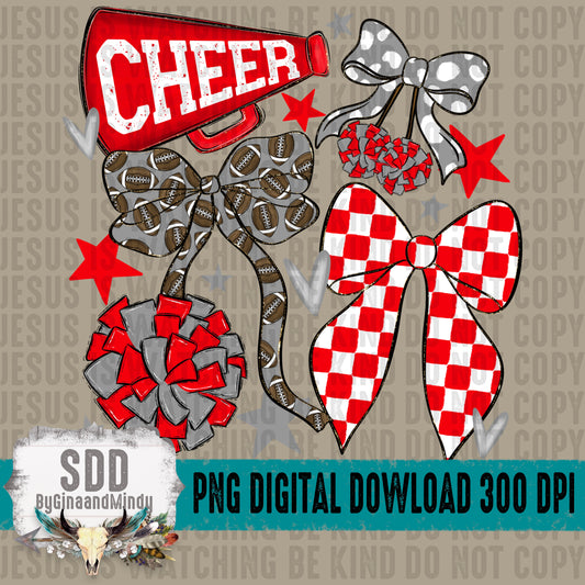 Cheer Bows; Red & Grey