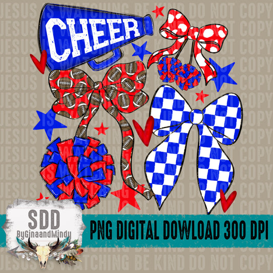 Cheer Bows; Red & Royal Blue