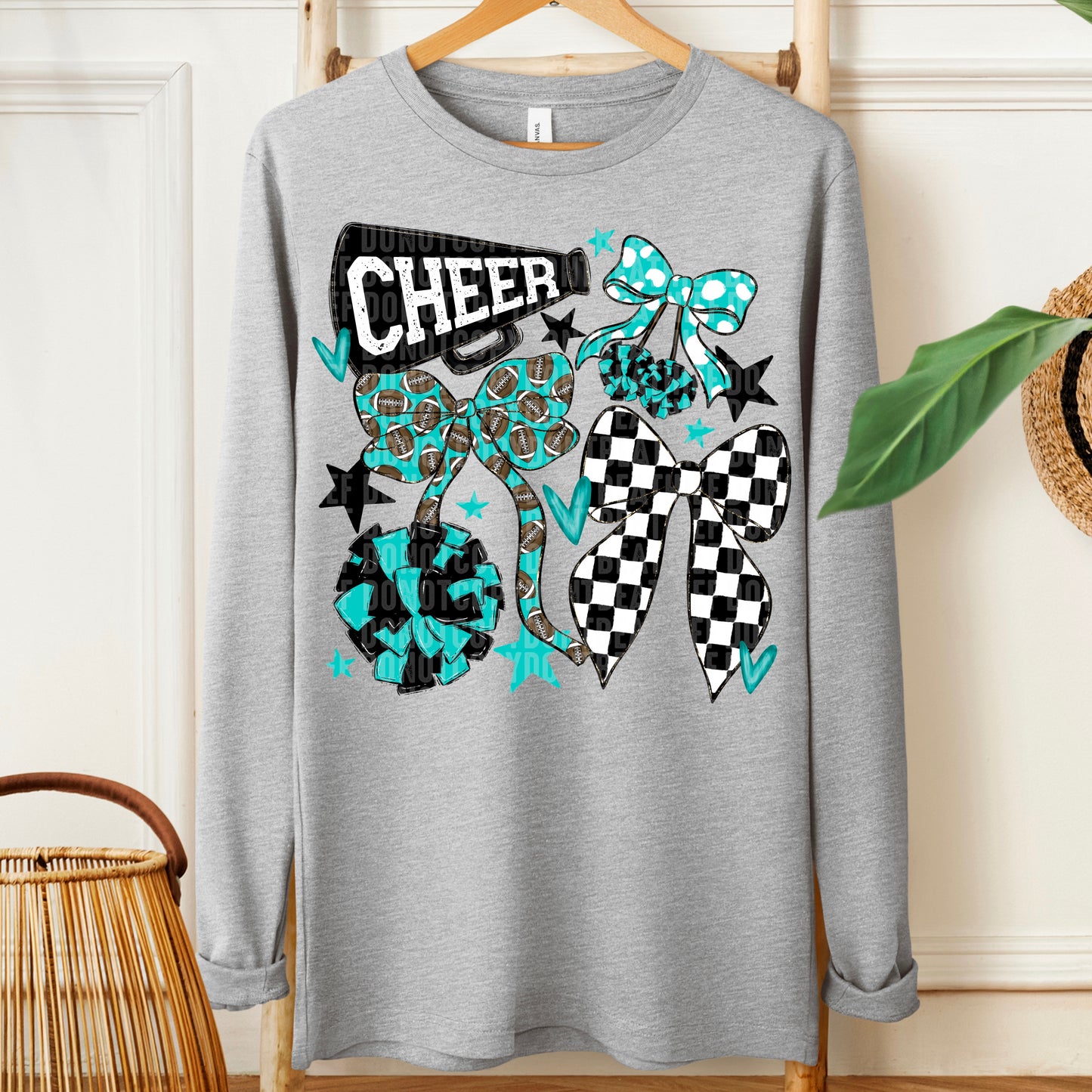 Cheer Bows; Teal & Black