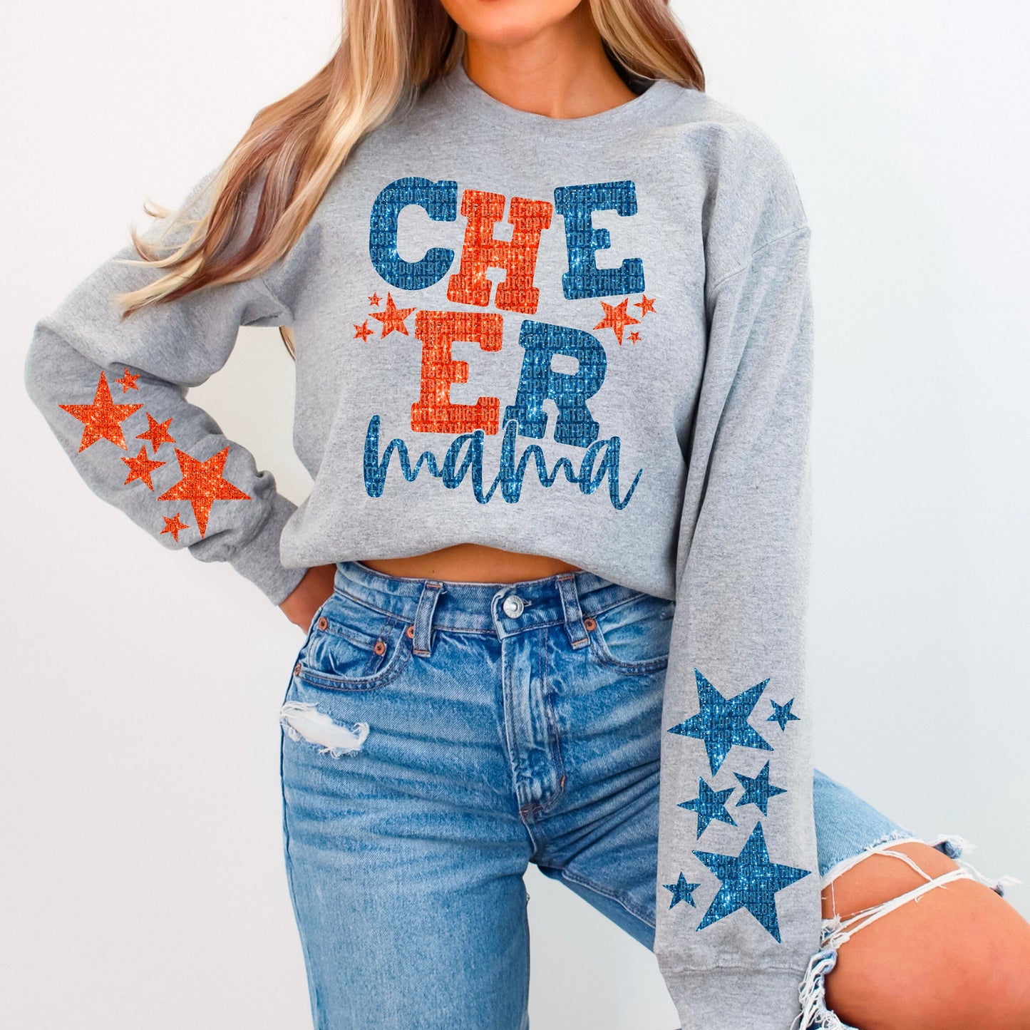 Cheer Mama Bundle With Stars; Blue & Orange