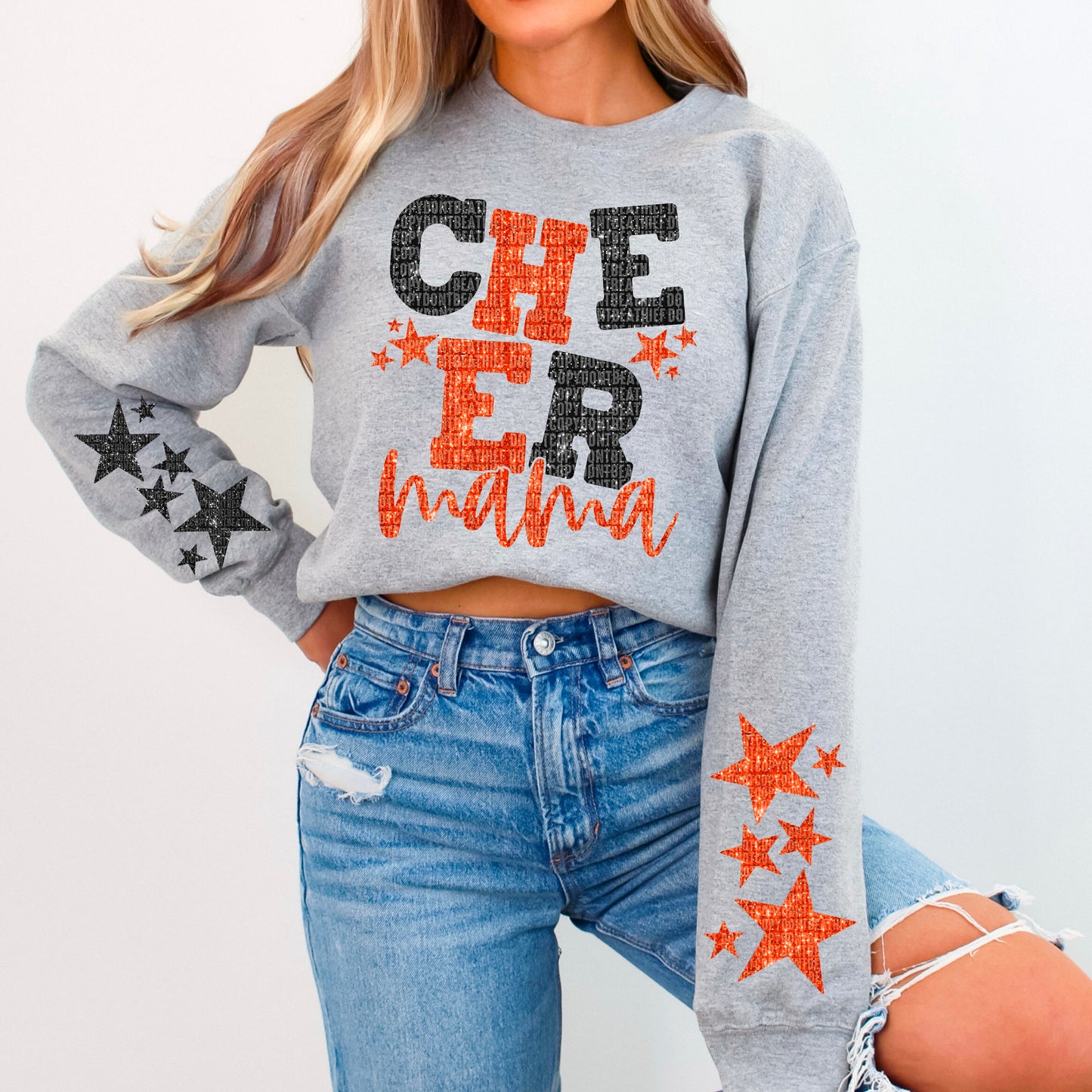 Cheer Mama Bundle With Stars; Orange & Black