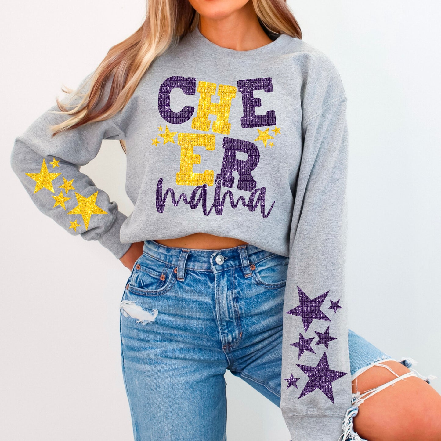 Cheer Mama Bundle With Stars; Purple & Yellow Gold