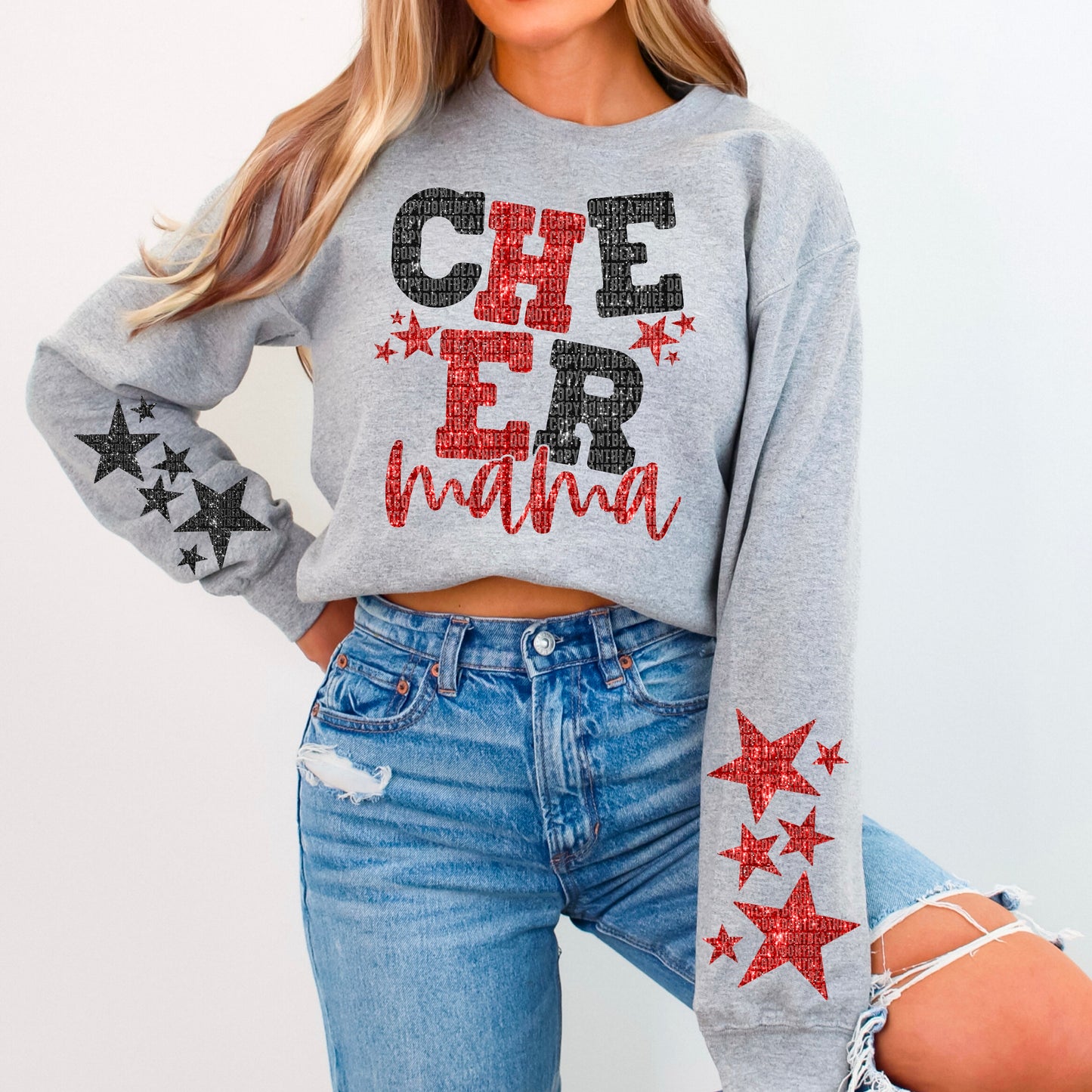 Cheer Mama Bundle With Stars; Black & Red