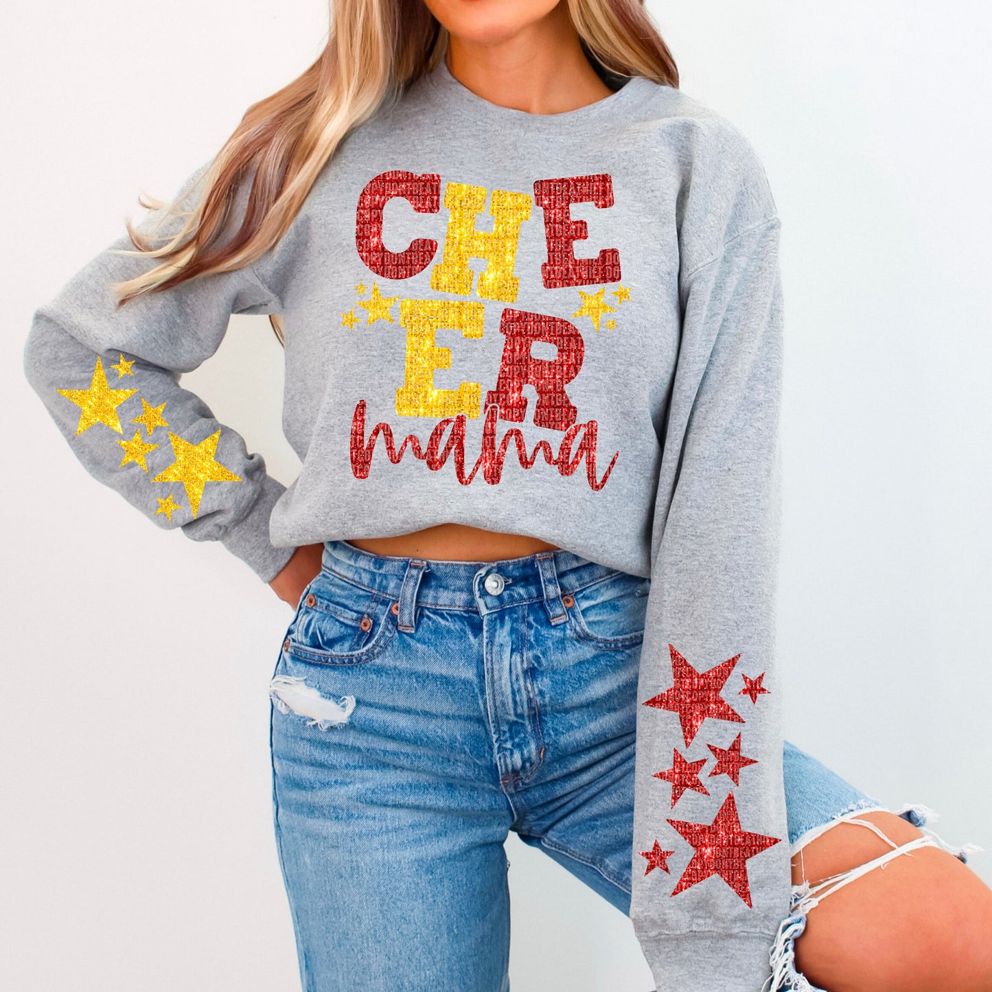 Cheer Mama Bundle With Stars; Red & Yellow Gold