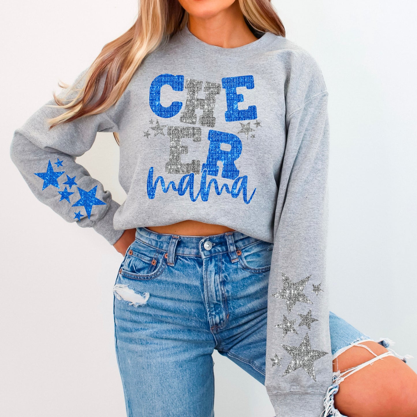 Cheer Mama Bundle With Stars; Blue & Silver