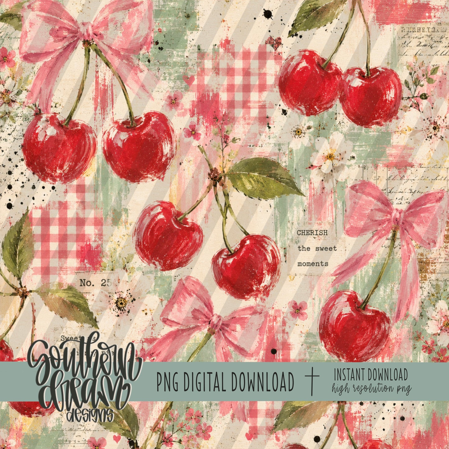 Sweet Cherries Digital Paper BUNDLE (Not Seamless)