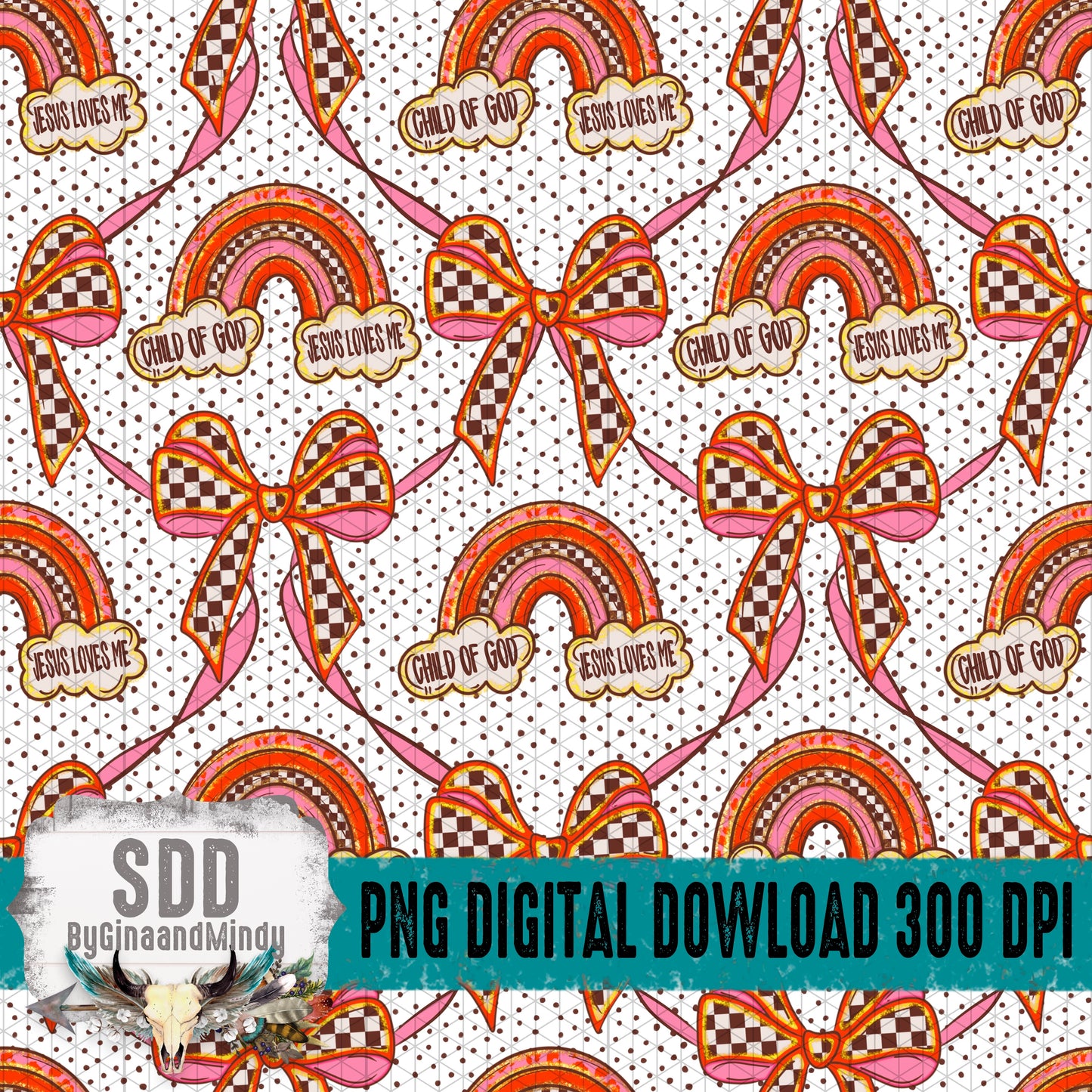 Faith Retro Rainbow Bow Seamless Bundle