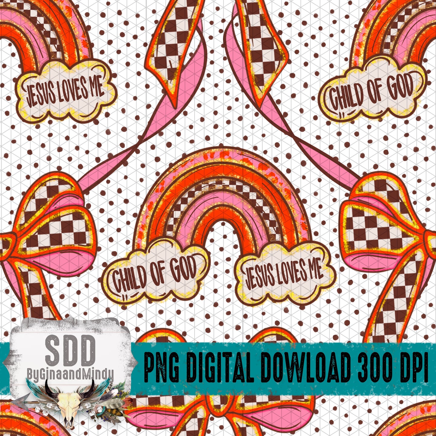 Faith Retro Rainbow Bow Seamless Bundle