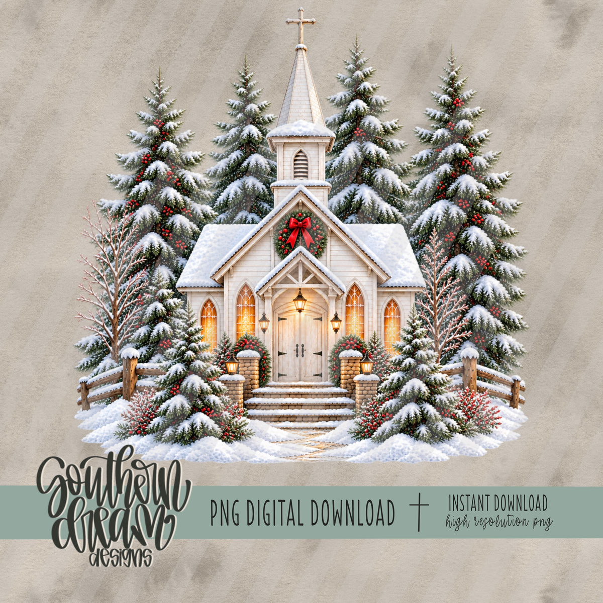 Snowy Christmas Church