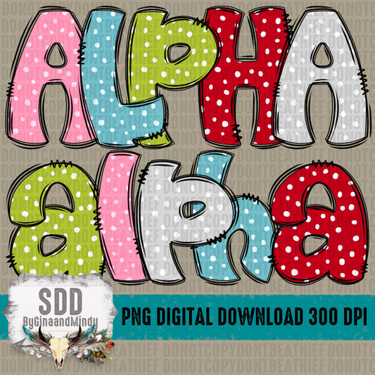 Christmas Dots Alphas (5 Sets Uppercase & Lowercase Only)