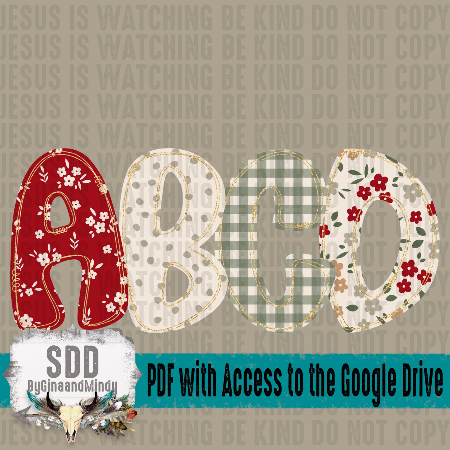 Christmas Florals Glitter Alpha (4 Sets Uppercase & Lowercase, 0-9, + Special Characters)