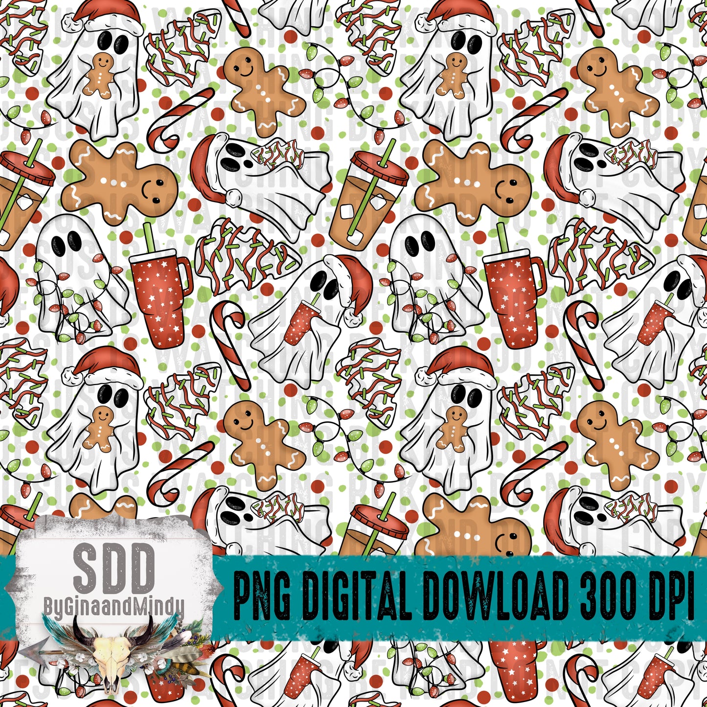 Spooky Christmas Ghosties Seamless Bundle