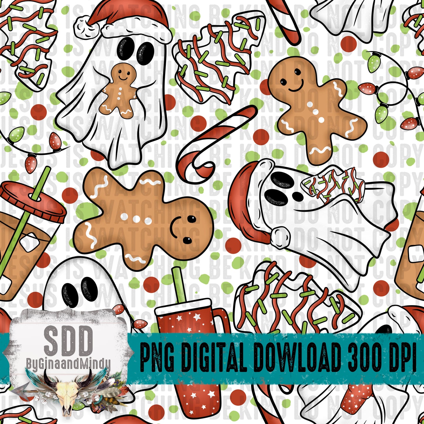 Spooky Christmas Ghosties Seamless Bundle