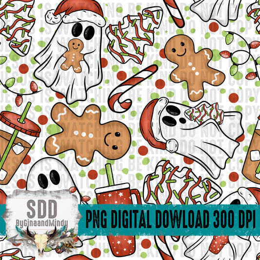 Spooky Christmas Ghosties Seamless Bundle