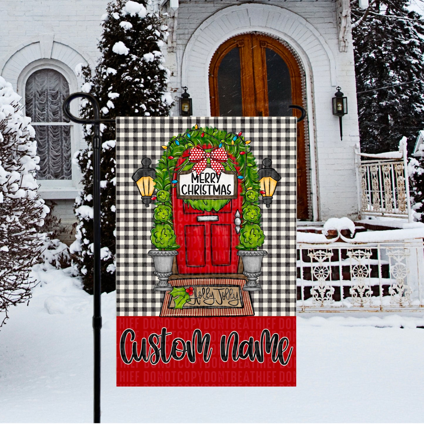 Custom Christmas Garden Flag (Personalization Optional)