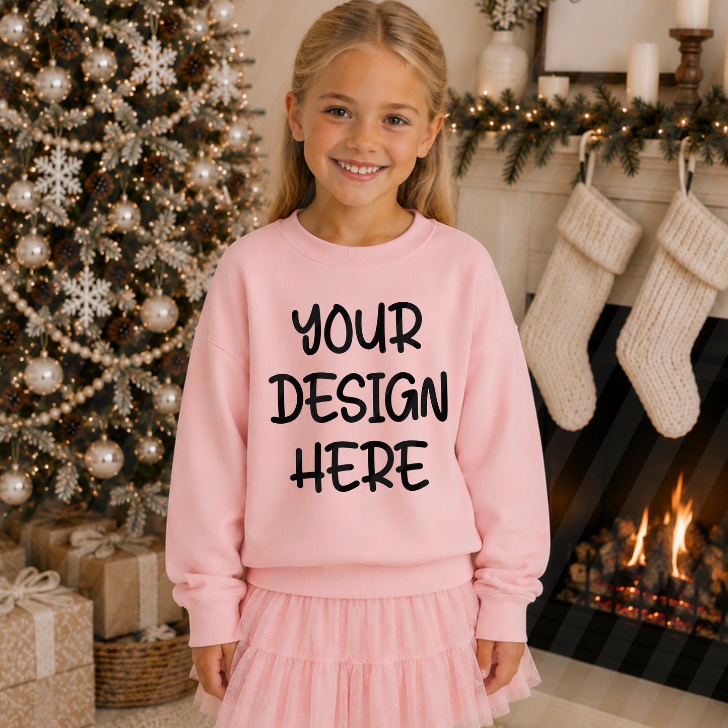 Christmas Crewneck Pink (Youth)