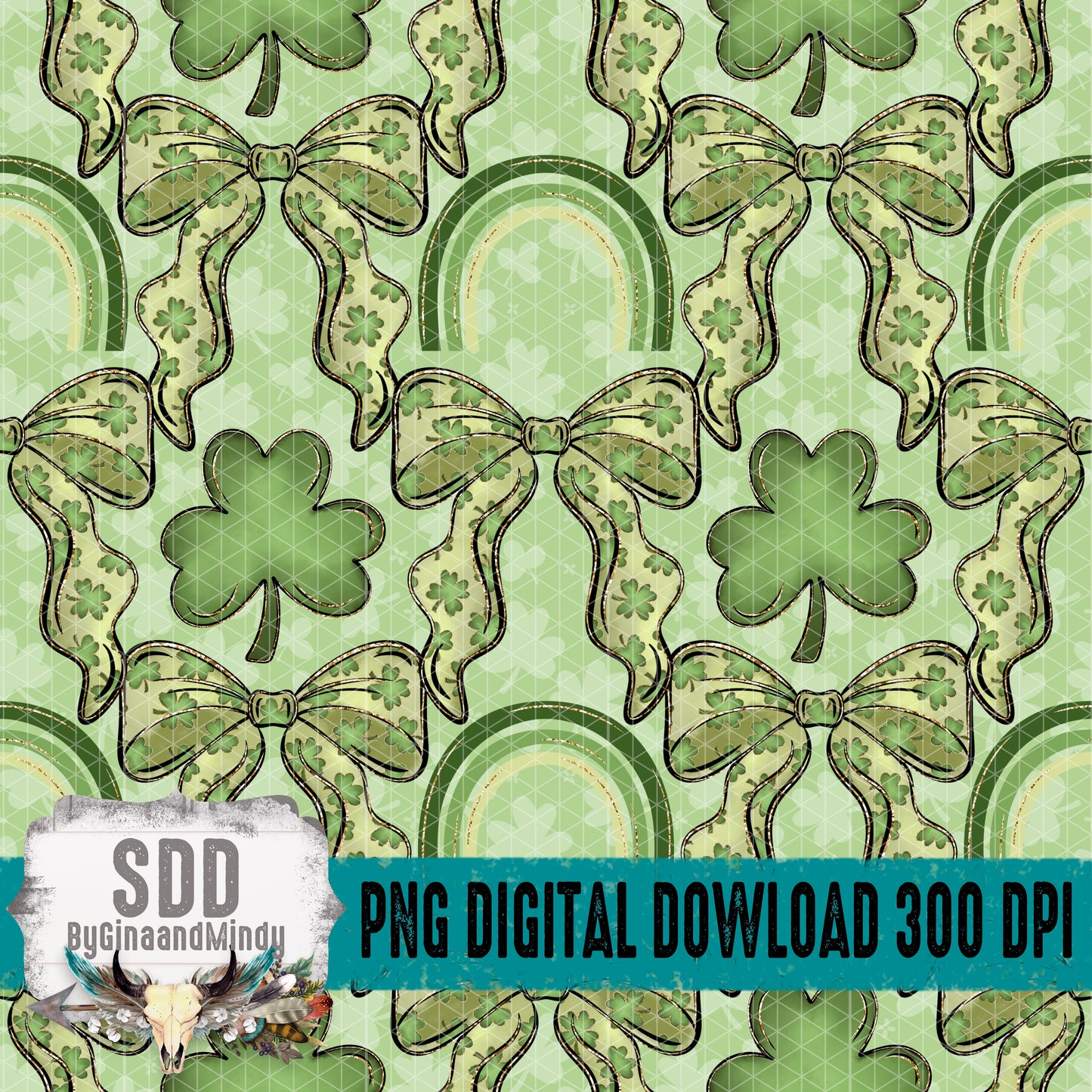 St. Patrick's Day Clovers & Bows Seamless Bundle