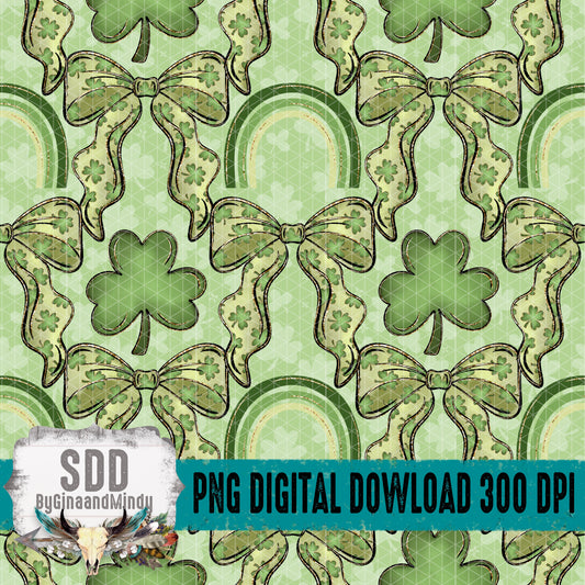 St. Patrick's Day Clovers & Bows Seamless Bundle