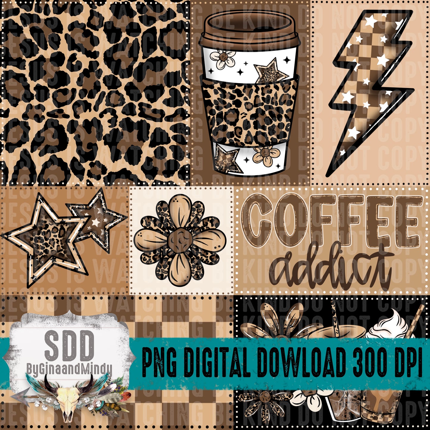 Coffee Addict Patchwork Seamless Bundle