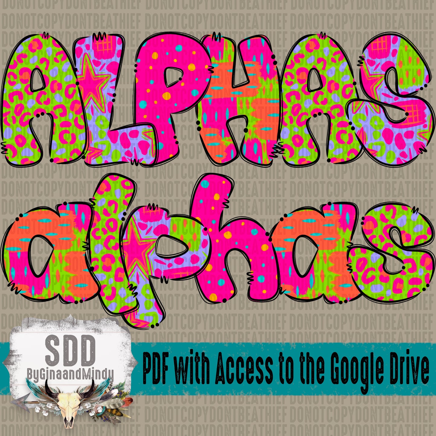 Colorful Abstracts (Uppercase, Lowercase, Numbers 0-9 & 6 Special Characters) 4 SETS
