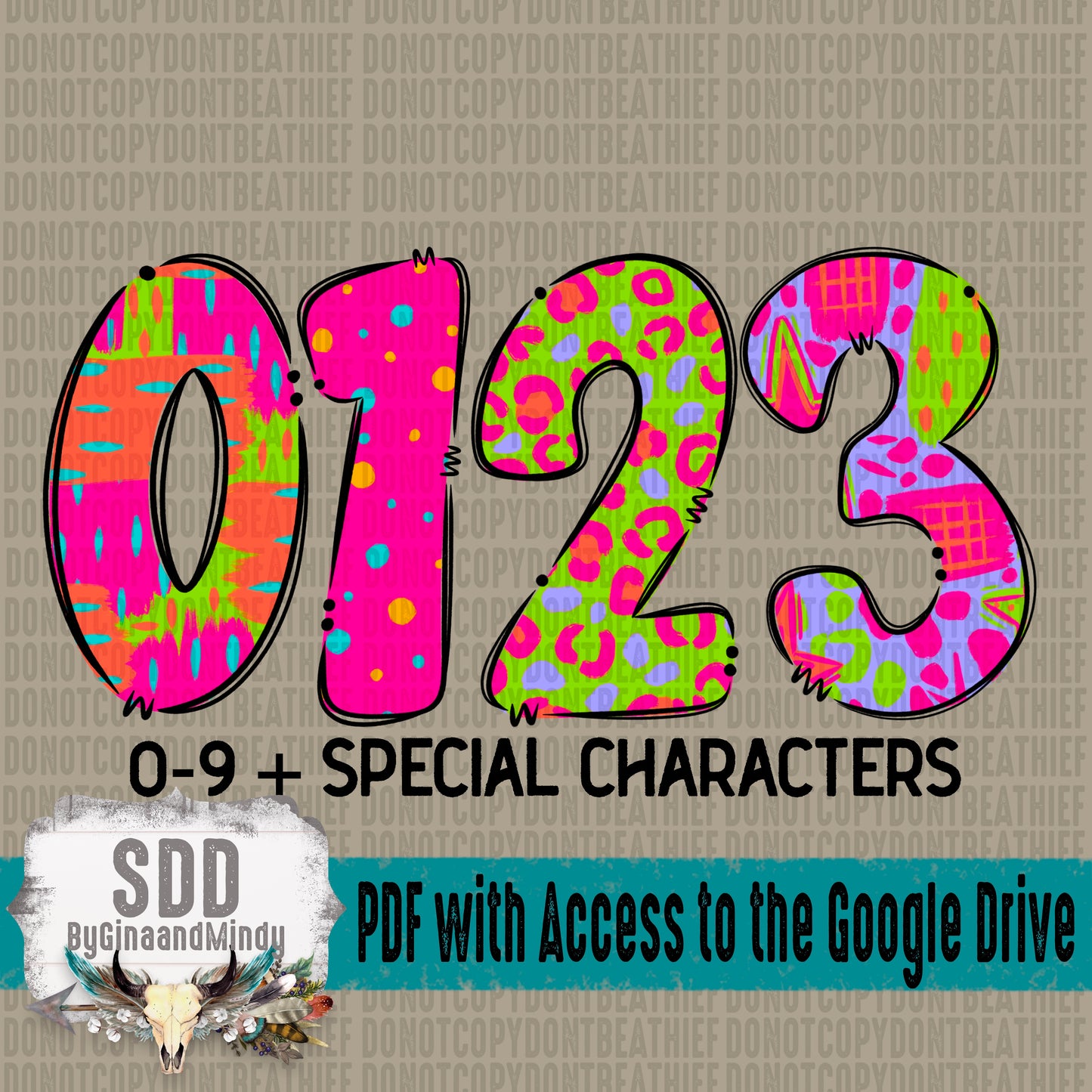 Colorful Abstracts (Uppercase, Lowercase, Numbers 0-9 & 6 Special Characters) 4 SETS