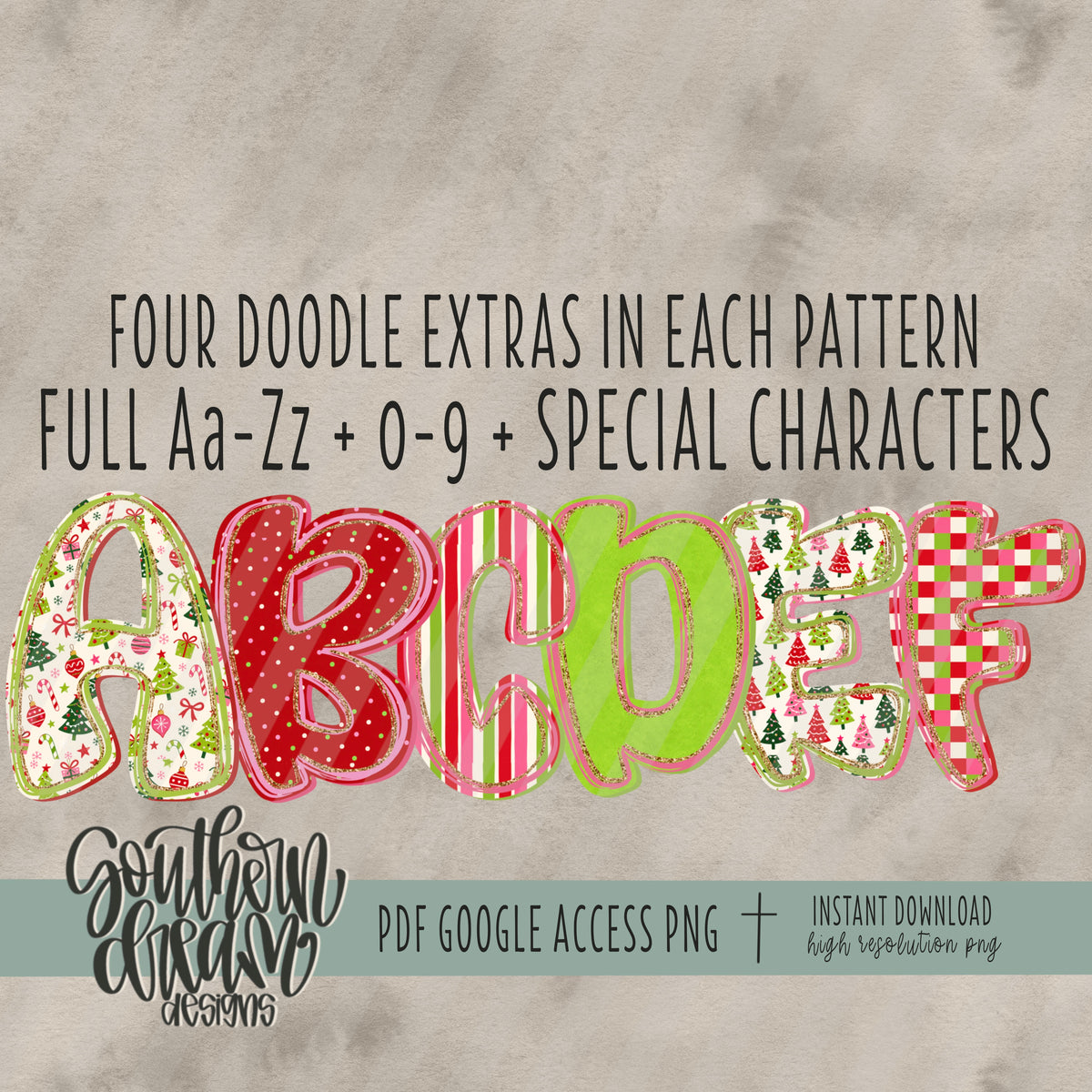 Colorful Christmas Alpha (6 Sets Aa-Zz, 0-9, Special Characters)