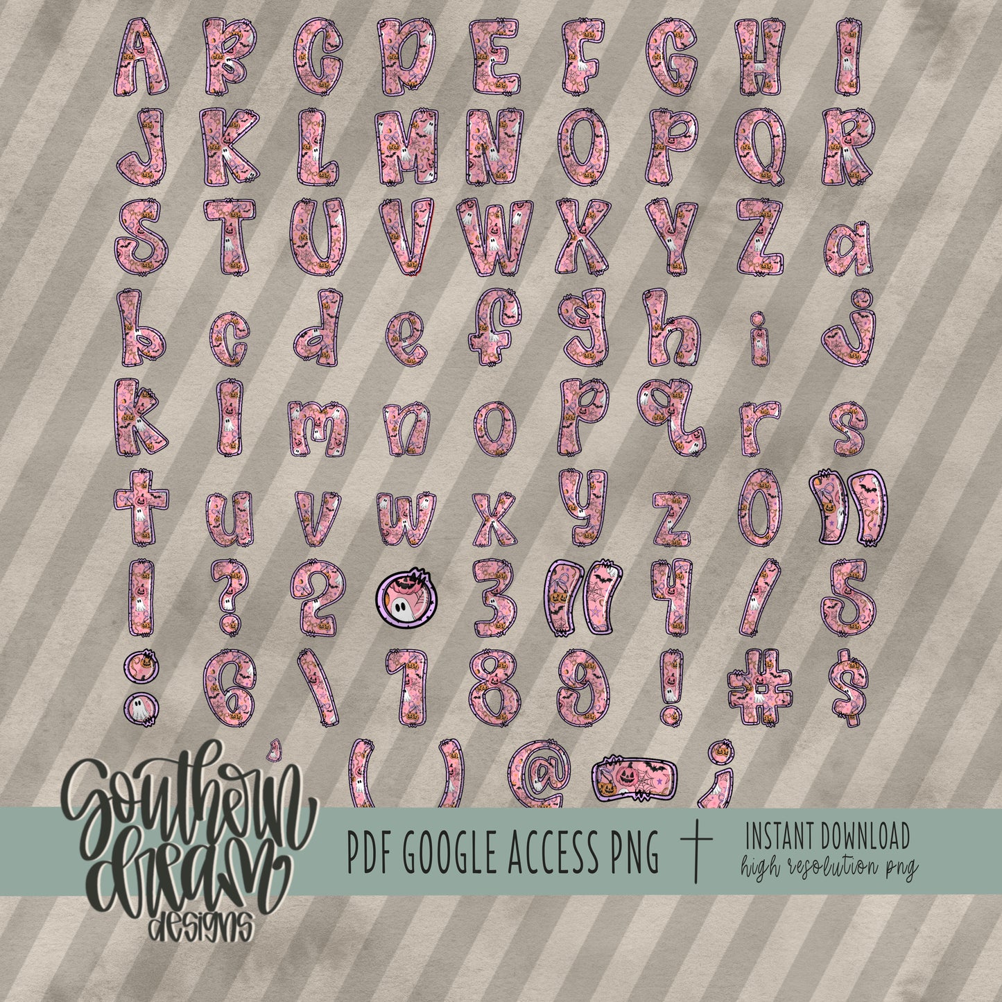 Coquette Halloween Doodle Alpha (3 Sets Aa-Zz, 0-9, Special Characters)