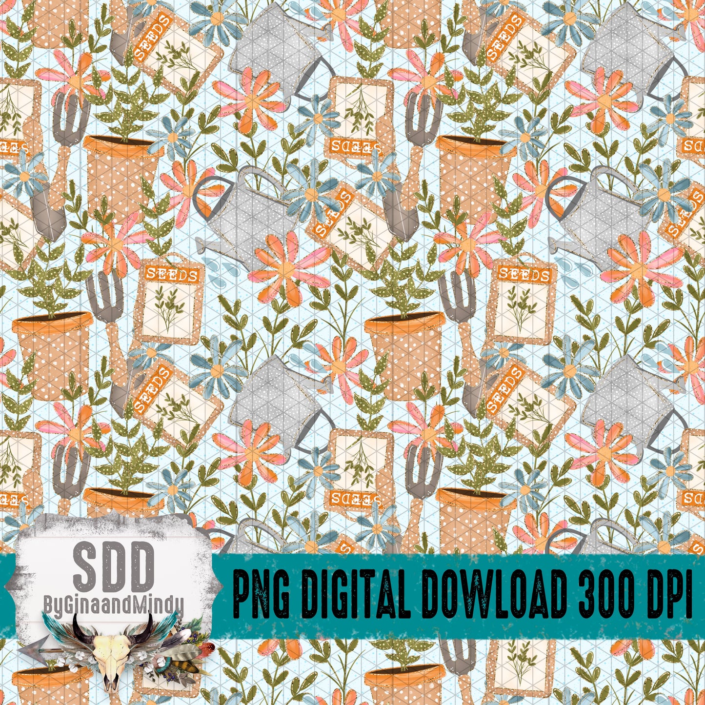 Cottage Garden Tools Seamless Bundle