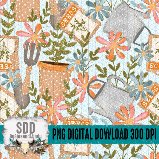 Cottage Garden Tools Seamless Bundle