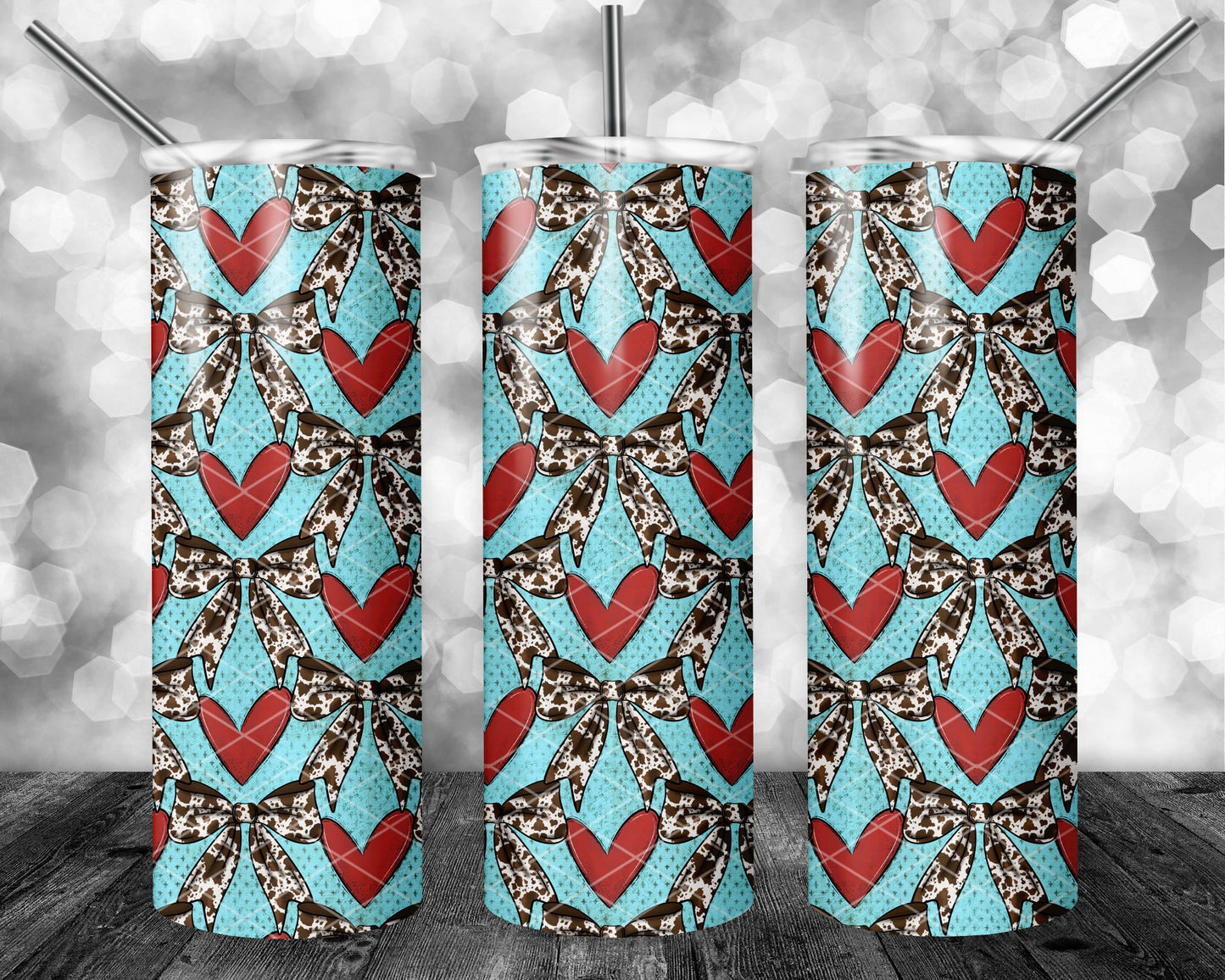 Turquoise & Western Bows Hearts Seamless Bundle